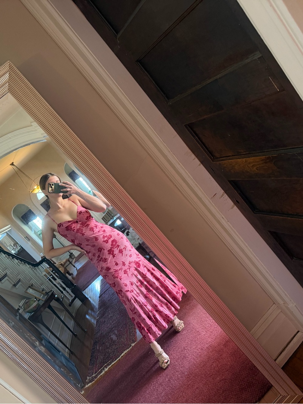 Hello Molly Pink Floral Slip Midi Dress